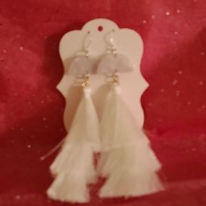 Beautiful white shell tassle earrings